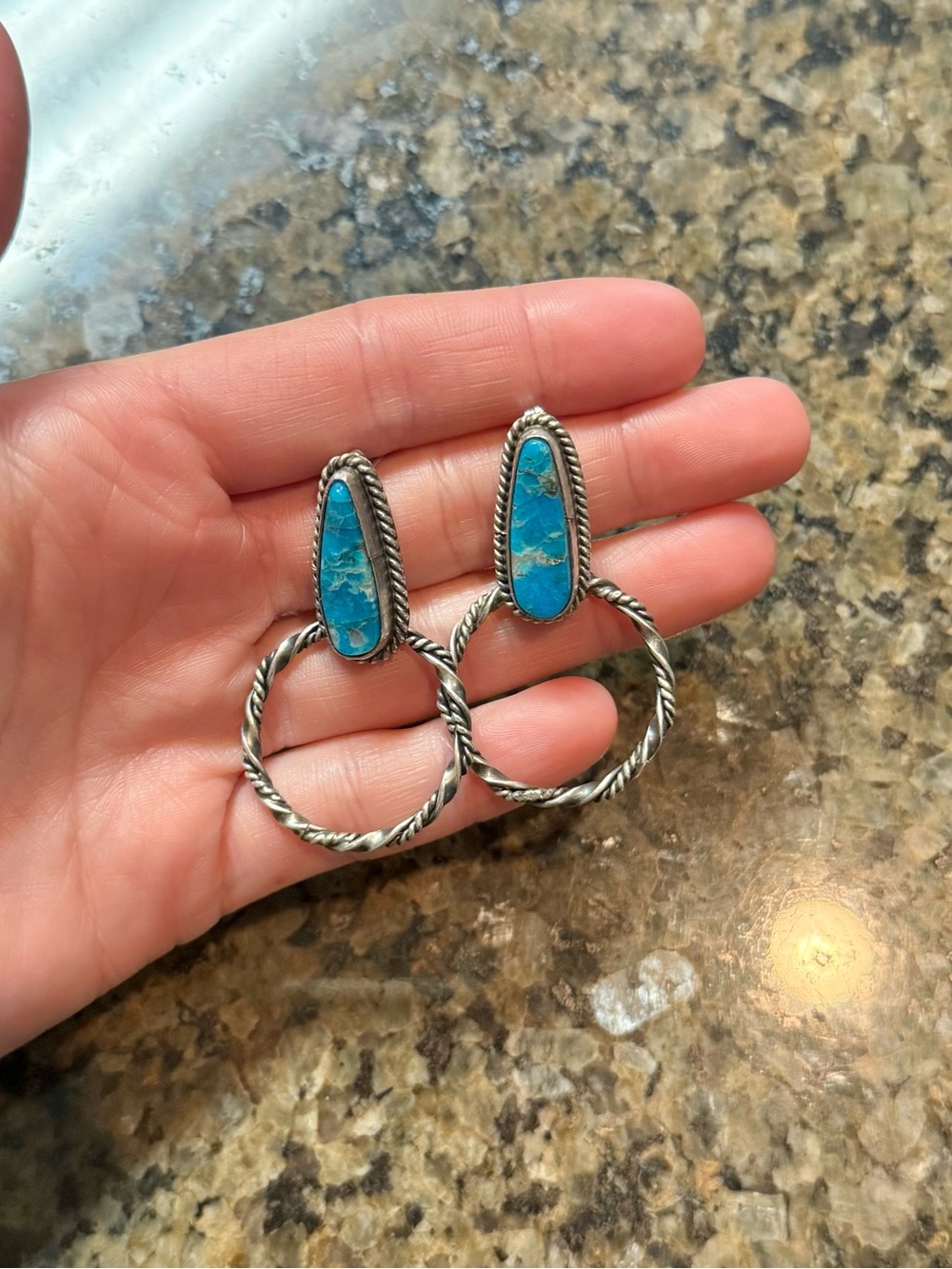 Genuine sterling silver & turquoise drop earrings
